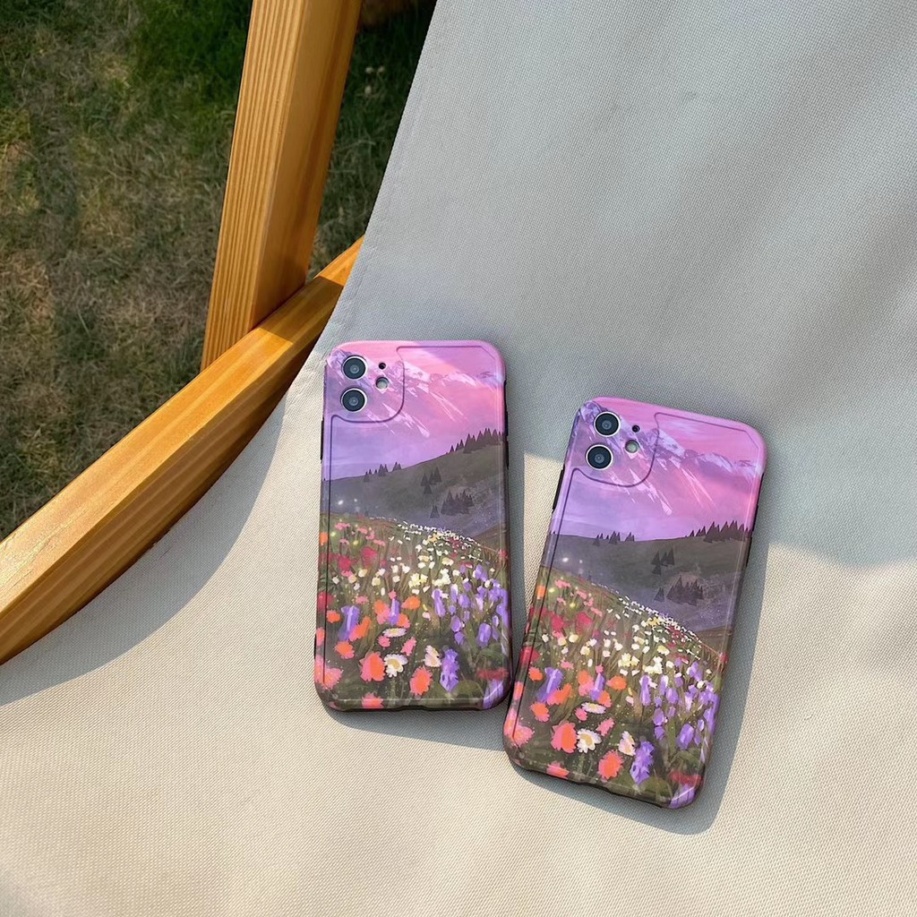 Ốp điện thoại in hoa tranh sơn dầu tím dành cho iPhone11 11Promax 7Plus 7 8 8 X XR XSmax SE2020 | BigBuy360 - bigbuy360.vn