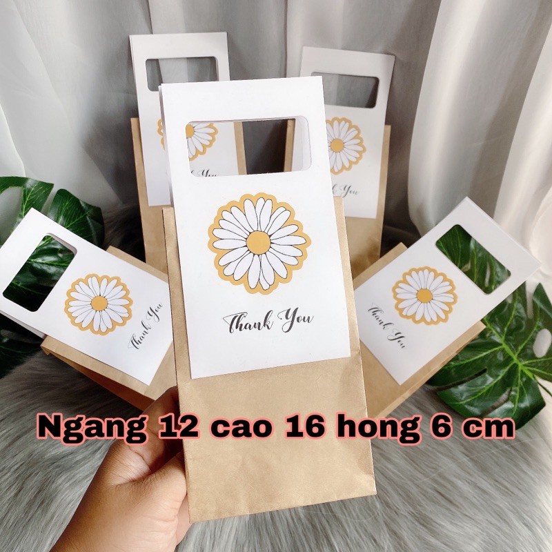 Túi giấy quà tặng siêu xinh ngang 12 cao 16 hong 6 cm siêu xinh, đựng quà tặng mỹ phẩm