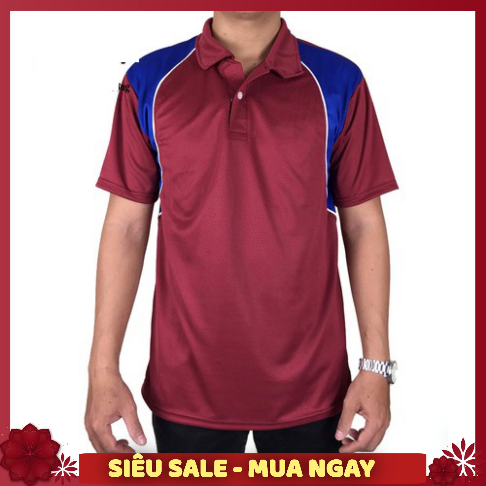 Áo Thun Nam Thể Thao Vải Dày Thoáng Khí Siêu Mát Freesize Dưới 65kg có tay ngắn Phối Vai CÓ CỔ TRỤ | BigBuy360 - bigbuy360.vn