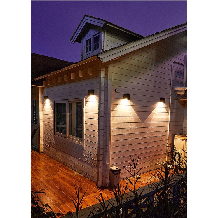 Đèn led gắn tường sử dụng năng lượng mặt trời, đèn hắt tường, trang trí decor