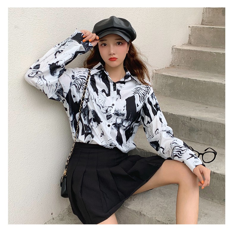 Áo Sơ Mi họa tiết unisex dáng rộng cá tính, siêu đẹp