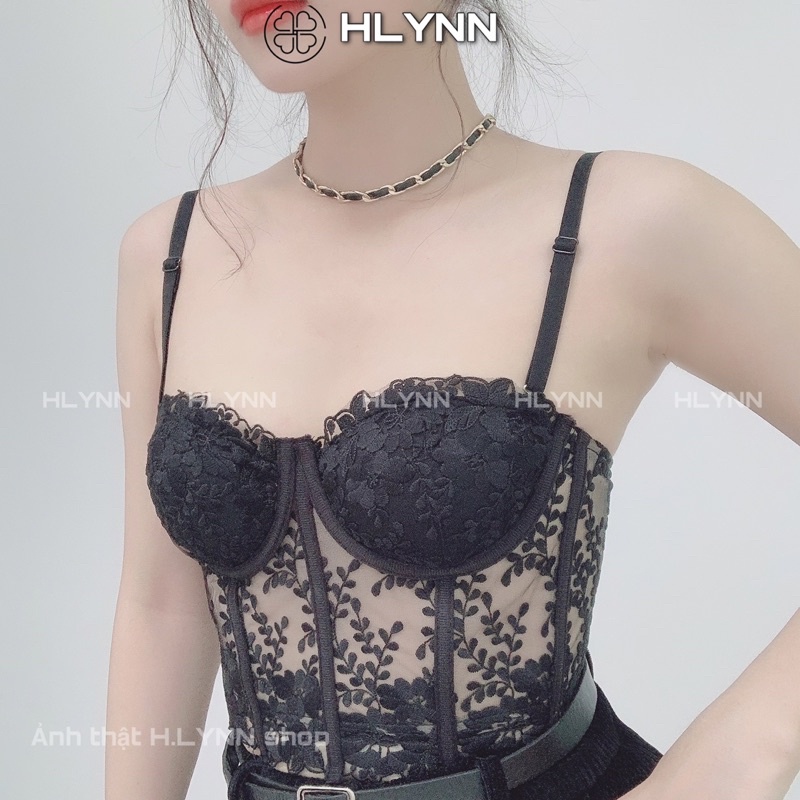 Áo corset ren thêu hoa có gọng mút m153