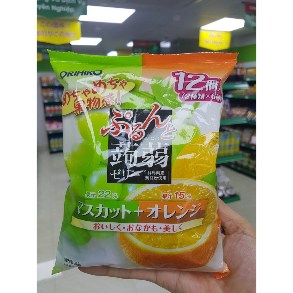 Thạch Hoa Quả Orihiro Nhật Bản Hương Vị Trái Cây Đào, Nho, Táo, Dưa Lưới Dai Dai, Ngon Ngon Gói 240g