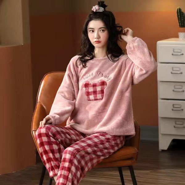 ĐN006 - Bộ ngủ lông giữ ấm tay dài quần dài hoạt hình dễ thương | BigBuy360 - bigbuy360.vn