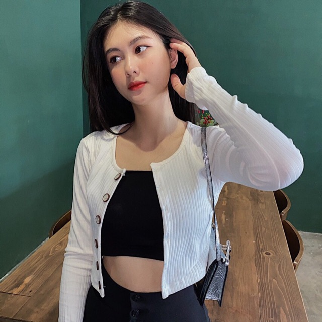 CARDIGAN 3 NÚT TAY DÀI Vài dày dặn