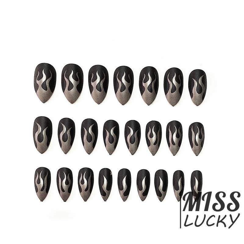Set 24 Móng Tay Giả Hình Ngọn Lửa Độc Đáo Tiện Lợi