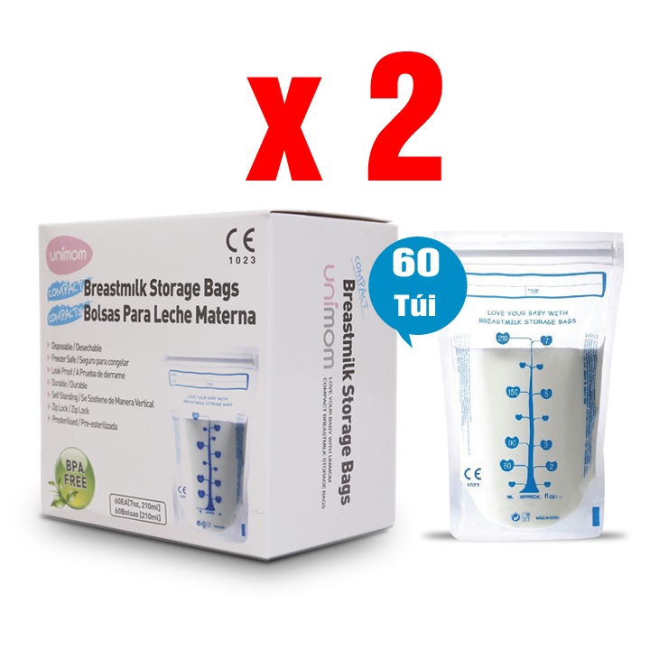 Combo 2 hộp túi trữ sữa Unimom 60 Hàn quốc 210ml UM870268
