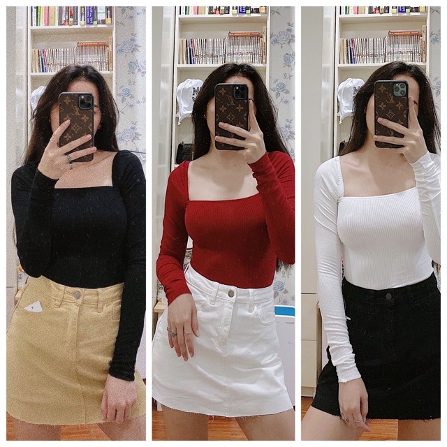 [XẢ KHO - GIÁ SỐC] Áo thun body tay dài cổ vuông (Hipshop HCM)