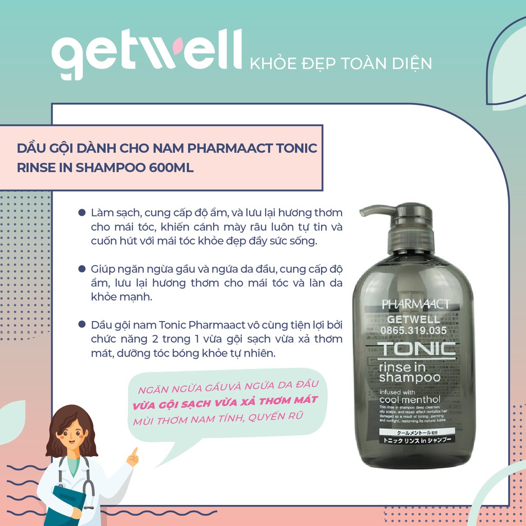 Dầu gội nam Pharmaact Tonic Nhật Bản 600ml