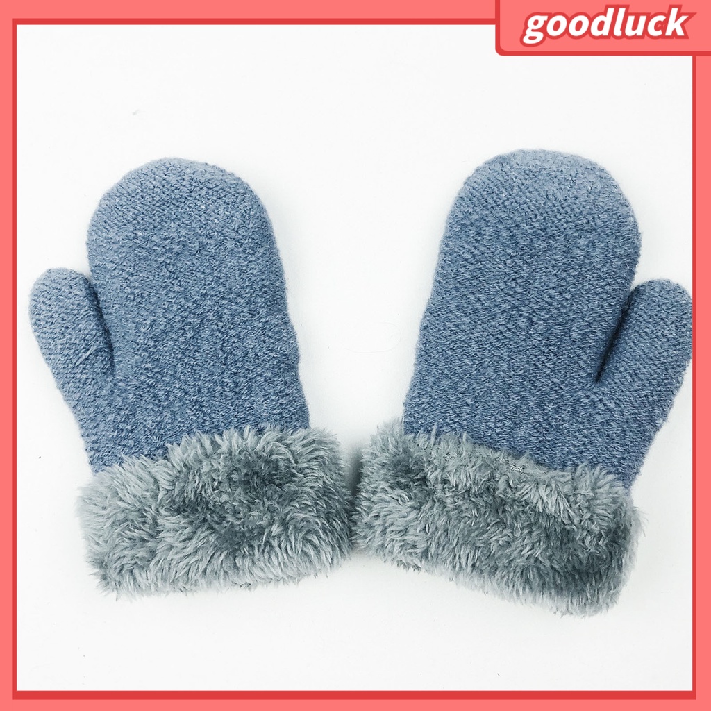 1 Đôi Găng Tay Dệt Kim Dày Dặn Màu Trơn Giữ Ấm Mùa Thu Đông Cho Bé 0-5 Tuổi