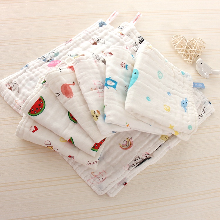 Khăn Ăn 100% Cotton 6 Lớp 25x25cm Cho Bé