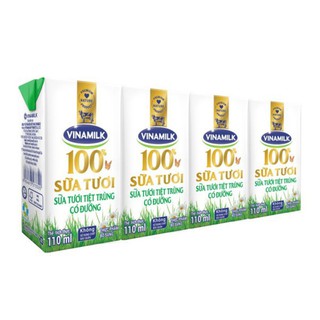 Vỉ 4 hộp sữa vinamilk 100% loại 110ml
