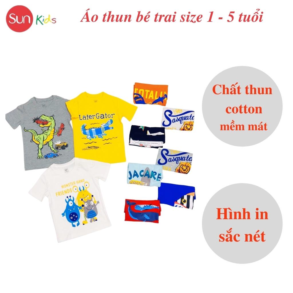 Áo thun bé trai, áo phông cho bé trai chất cotton nhiều màu, size 1-5 tuổi - SUNKIDS