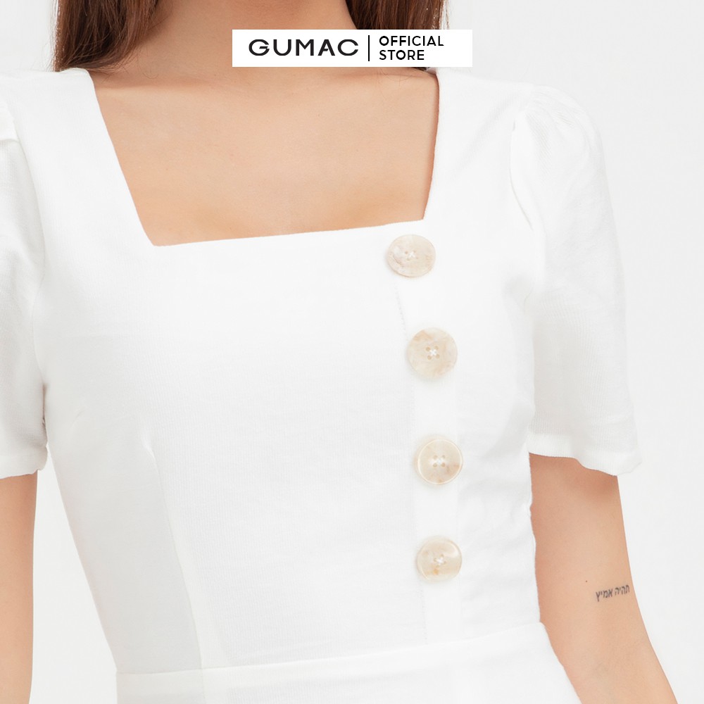 [Mã WABRGU155 giảm 15% tối đa 50k đơn 199k] Đầm body nữ GUMAC thiết kế dáng ôm màu trắng DB429 | BigBuy360 - bigbuy360.vn