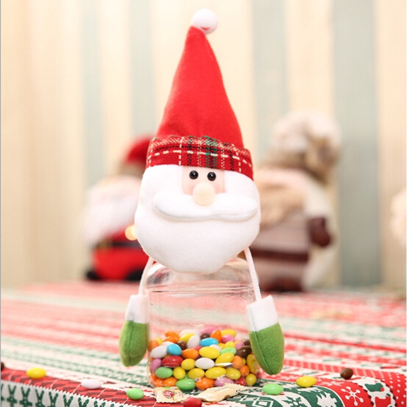 Lọ Đựng Kẹo Bằng Vải Flannel Phong Cách Giáng Sinh Dễ Thương