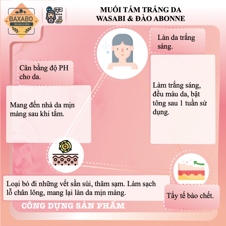 MUỐI TẮM TRẮNG DA A BONNE WHITENING SILKY SALT SCRUB - WASABI & ĐÀO 350GR CÓ VÒI - CHÍNH HÃNG C.A.C THÁI LAN