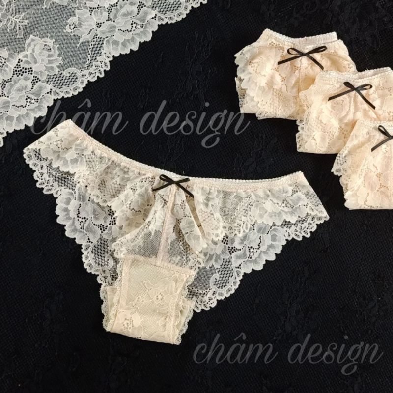 quần lót ren gam màu hồng cam nhẹ gắn nơ đen xinh xắn .Hàng thiết kế độc quyền tại shop