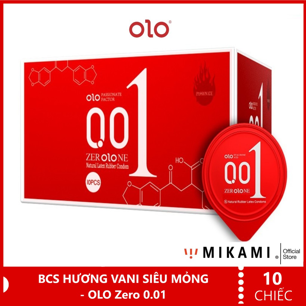 Hộp 10c Bao Cao Su OLO ZERO ONE 001 - Siêu Mỏng, Hương Vani