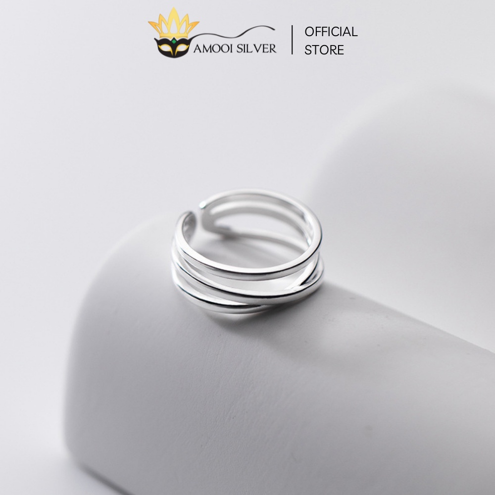 Nhẫn bạc S925 3 lớp xoắn dạng dầy - Amooi Silver AN103