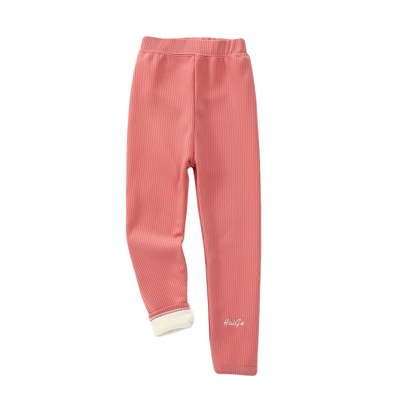 Quần Legging Cotton Lót Lông Cừu Dày Dặn Màu Trơn Giữ Ấm Mùa Thu Đông Cho Bé Gái 80-160cm