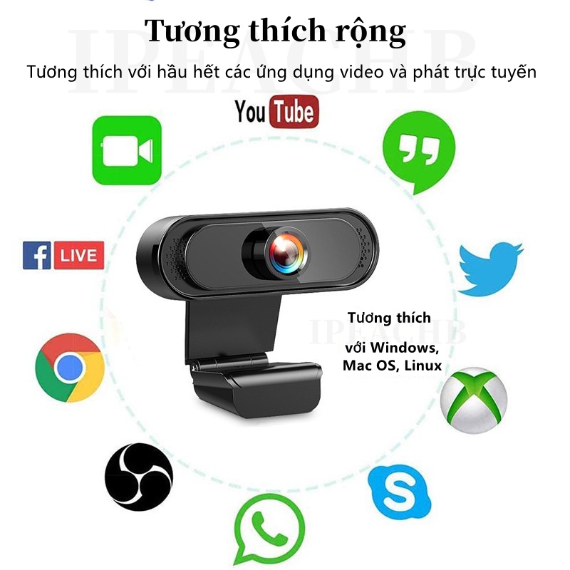 Webcam máy tính X7 có mic full hd 1080p full box siêu nét dùng cho pc laptop