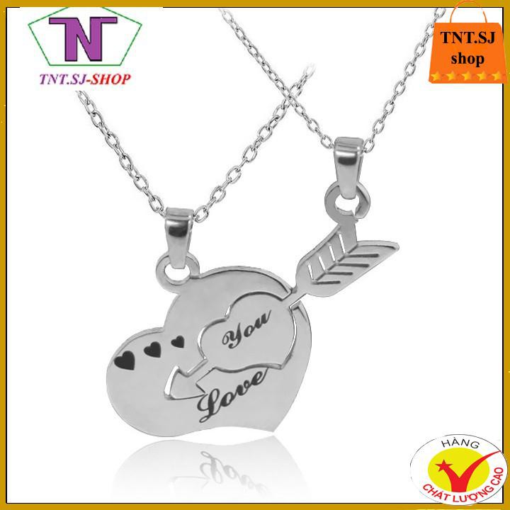 ( HÀNG ĐẸP) DÂY CHUYỀN CẶP INOX TRÁI TIM MŨI TÊN LOVE YOU MC225