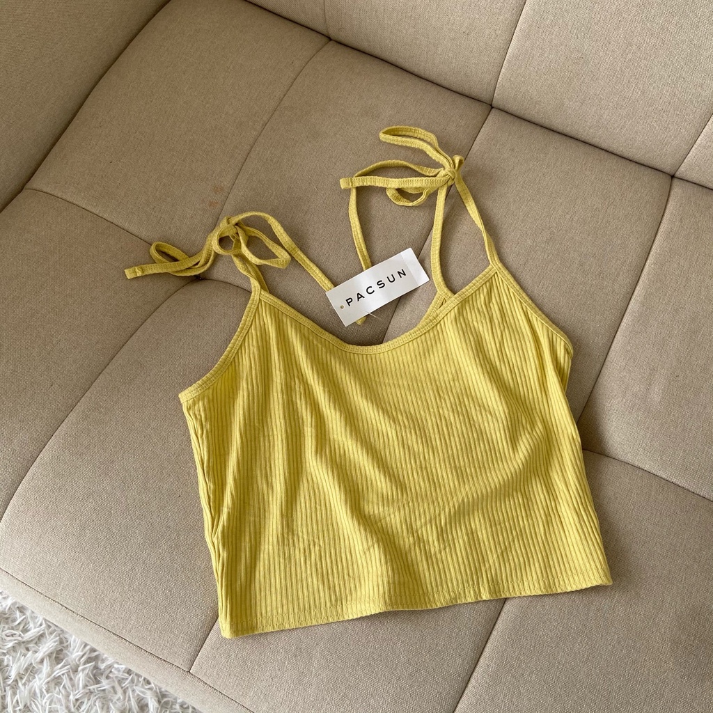 Áo Croptop 2 dây thun tăm PACSUN xuất khẩu buộc dây vai nhiều màu thoáng mát mềm mịn A2117