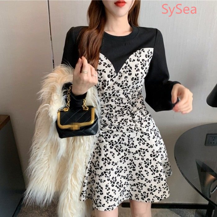 Đầm Hoa Phong Cách Retro Hàn Quốc Cho Nữ