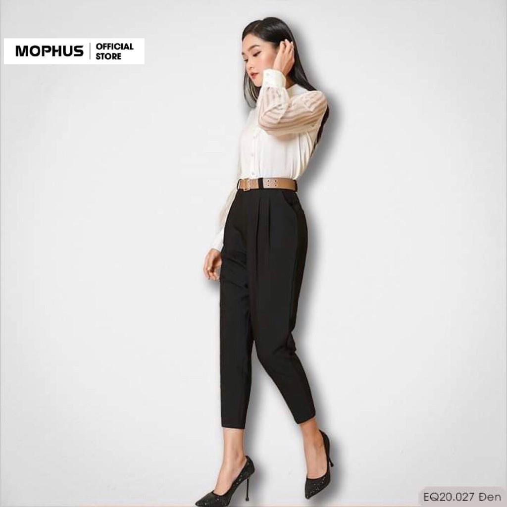 Quần baggy nữ Mophus EQ20027 xếp li, quần tây ống suông vải co dãn thời trang công sở cao cấp | BigBuy360 - bigbuy360.vn