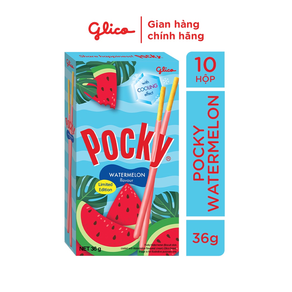 Bánh que phủ kem dưa hấu GLICO Pocky Watermelon (Combo 10 hộp)