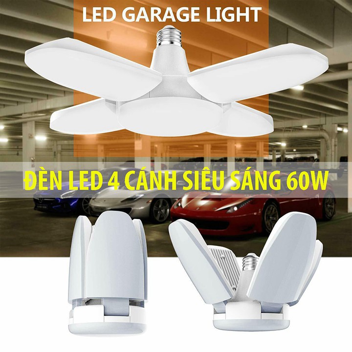 Bóng đèn led hình 4 cánh quạt 60w siêu sáng - bảo hành 1 năm