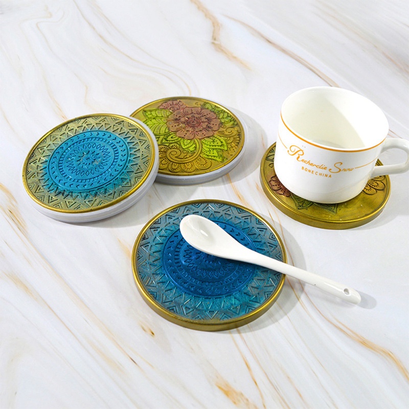 QQ Khuôn Silicone Làm Đế Lót Ly Bằng Resin Epoxy DIY