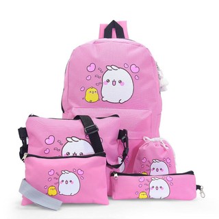Balo hoc sinh, balo đi hoc thời trang gà con siêu dể thương màu hồng 5 trong 1, 5 in 1