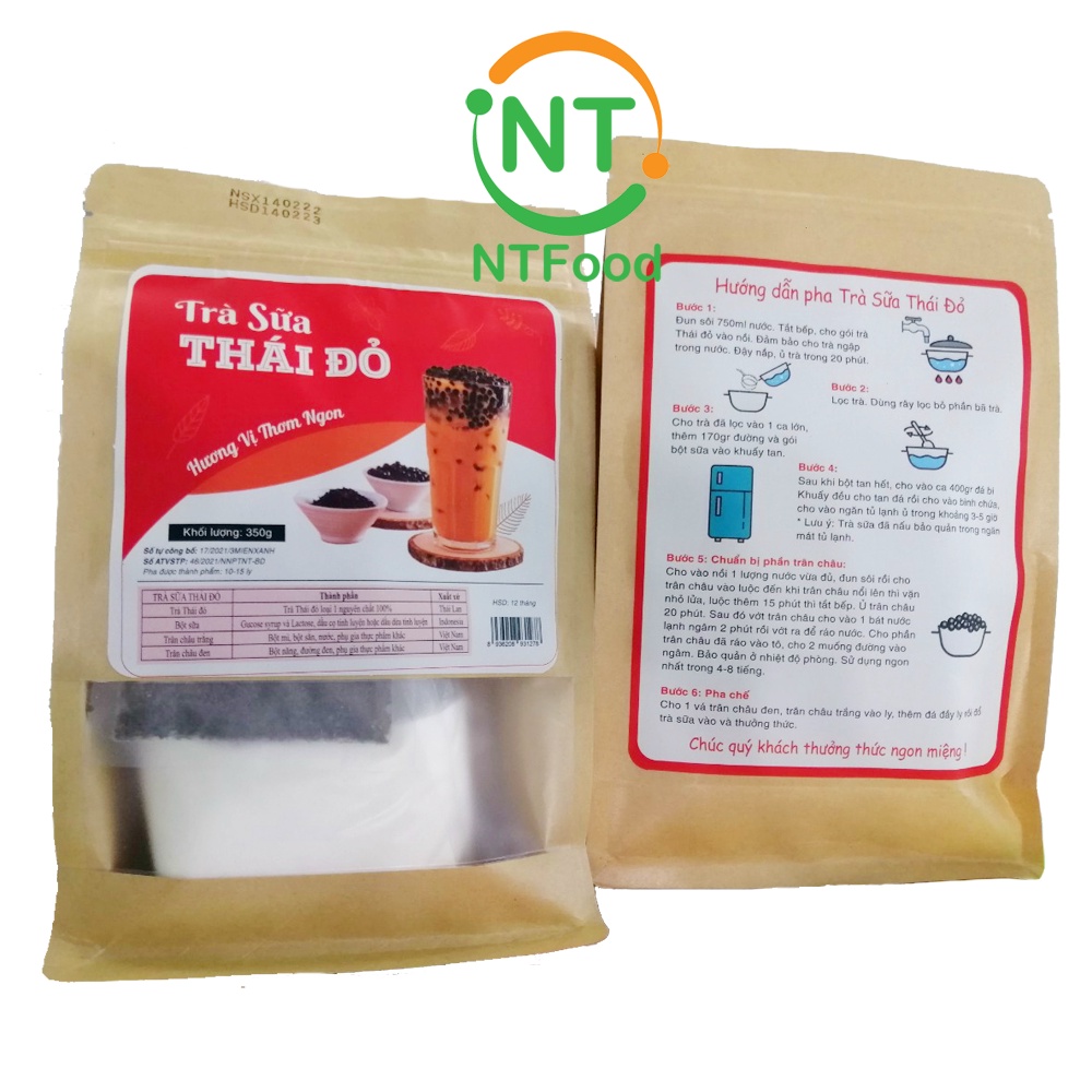 Set nguyên liệu pha Trà sữa Thái đỏ NTFood 350gr (10 - 15 ly) - Nhất Tín Food