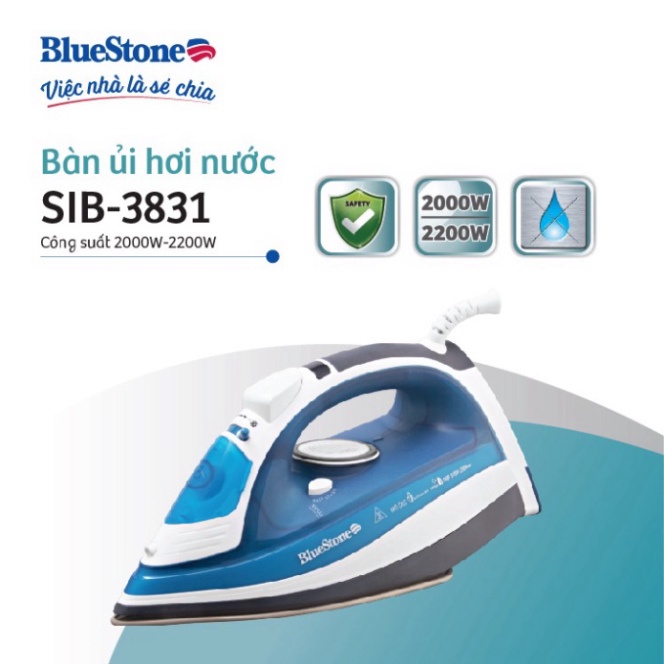 BÀN ỦI HƠI NƯỚC BLUESTONE SIB-3831(hộp rách)