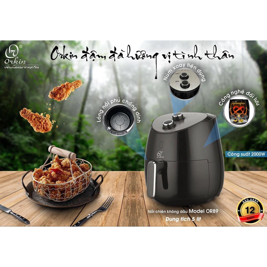 Nồi chiên không dầu 5L Orkin Thái Lan chính hãng - BH 12 tháng