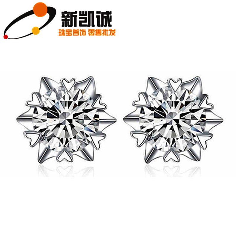 Bông Tai Mạ Bạc 925 Đính Đá Kim Cương Nhân Tạo 50 Carat Cao Cấp