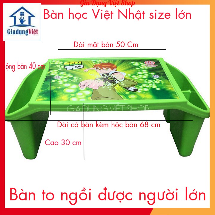 Bàn Học Nhựa Việt Nhật Cho Bé Có 2 Ngăn Đựng Đồ Size TO