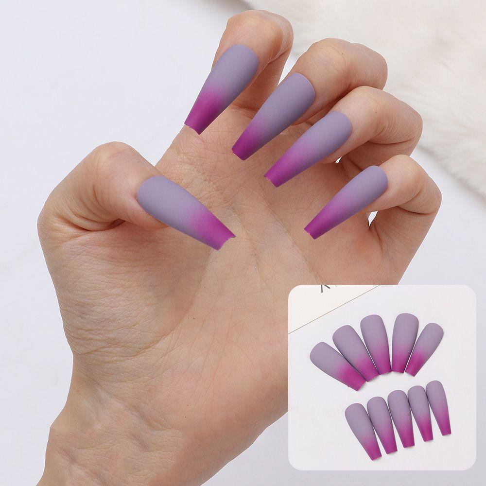 CACTU Móng Tay Giả Che Phủ Toàn Diện Dáng Dài Màu Gradient Thời Trang