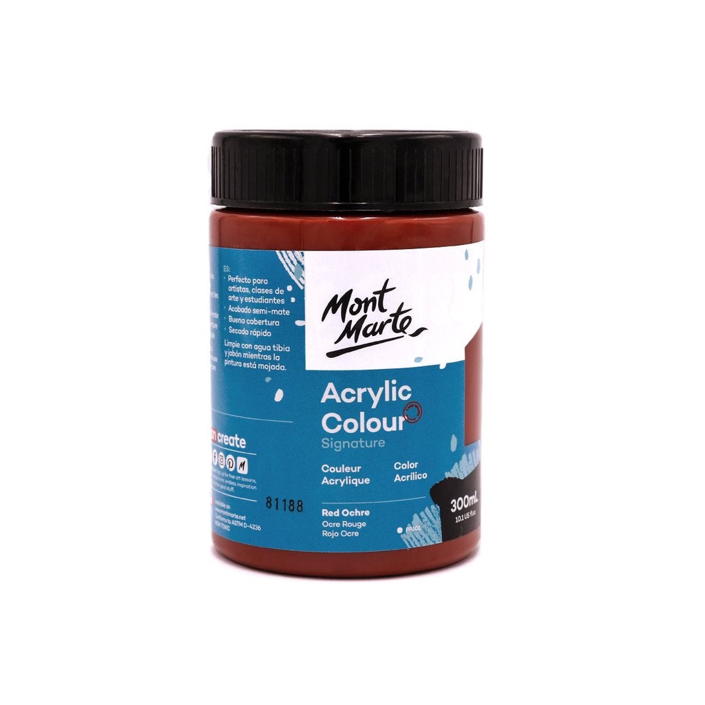 Màu Acrylic Mont Marte 300ml - Red Ochre - Acrylic Colour Paint Signature 300ml (10.1oz) - MSCH3056