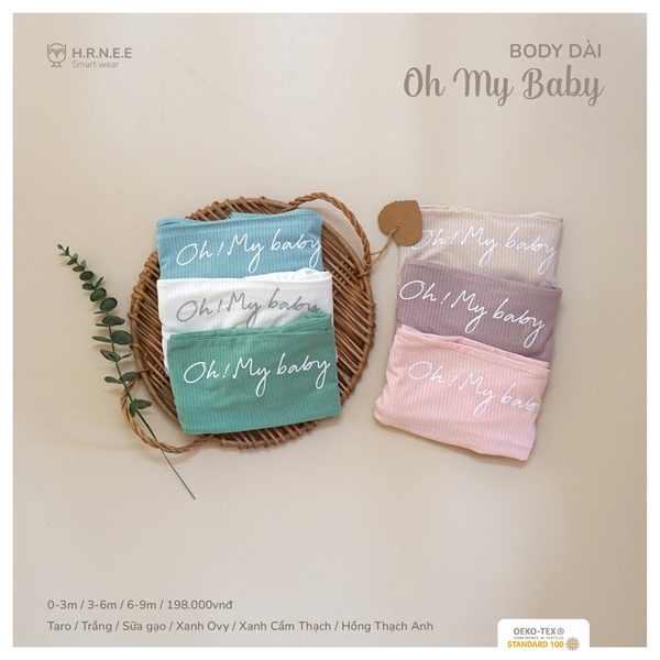 Hrnee Body dài tay cài chéo Oh my baby