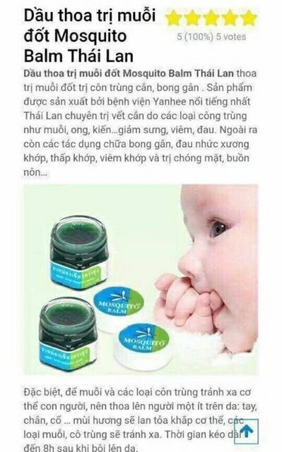 Dầu bôi trị muỗi đốt cho bé mosquito balm Thái Lan