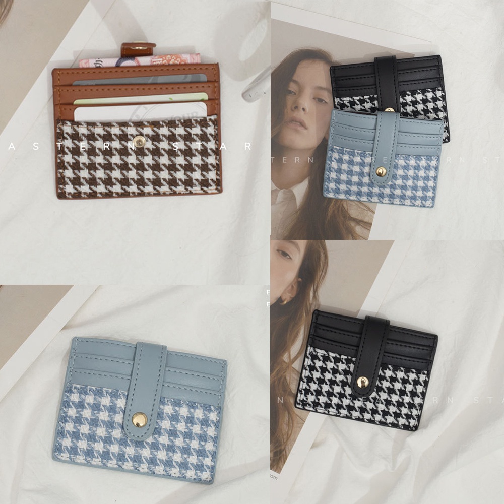 Ví nữ  𝑭𝑹𝑬𝑬𝑺𝑯𝑰𝑷  Ví đựng thẻ họa tiết Houndstooth Da PU Cao Cấp Siêu HOT sang chảnh V22