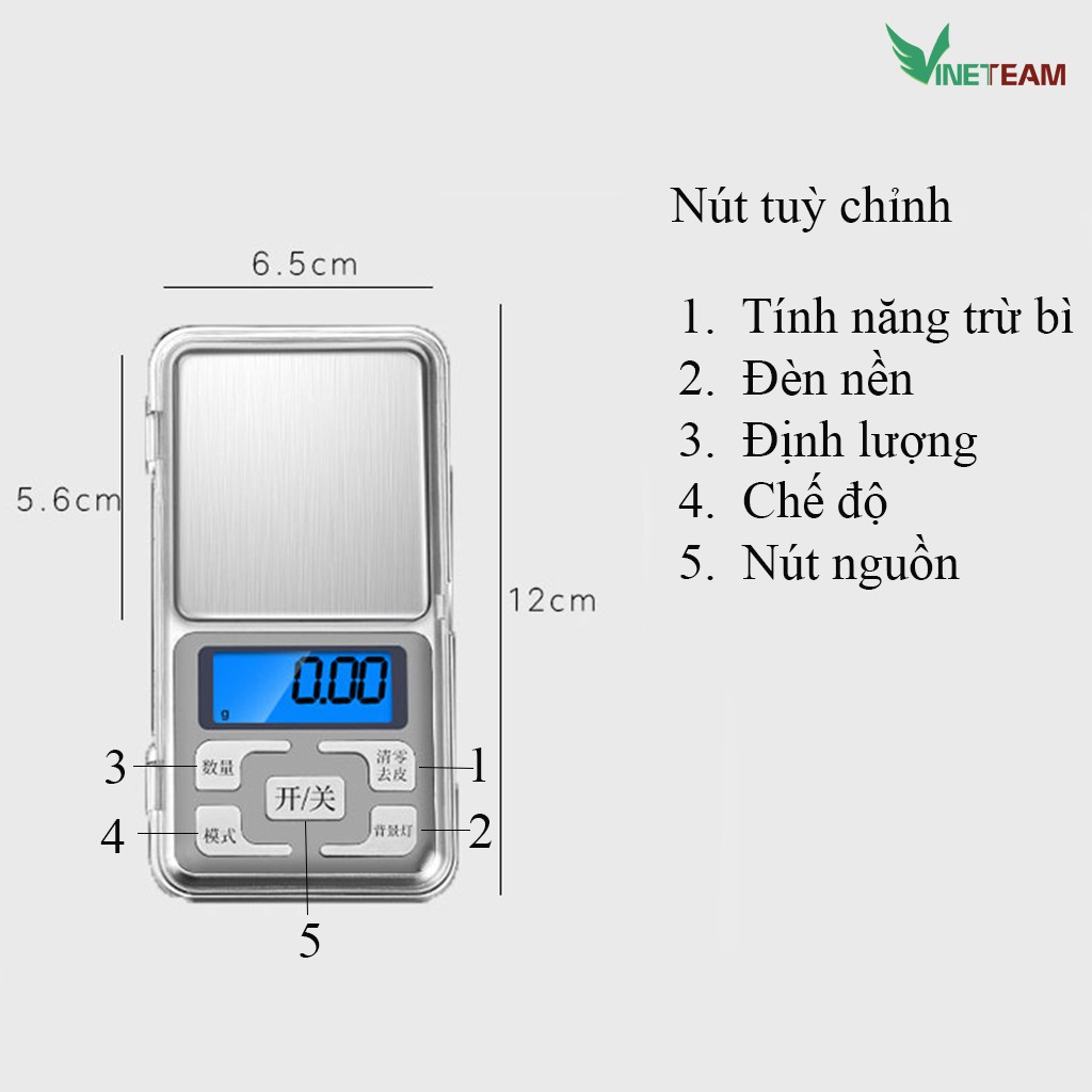 Cân tiểu ly điện tử mini ⭐️ CHÍNH XÁC CAO ⭐️ Cân điện tử mini bỏ túi độ chính xác cao 100g/0.01g + tặng kèm pin -dc4349