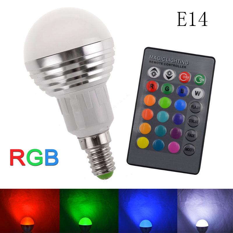 Bóng đèn E14 3W RGB thay đổi màu kèm điều khiển từ xa IR 24