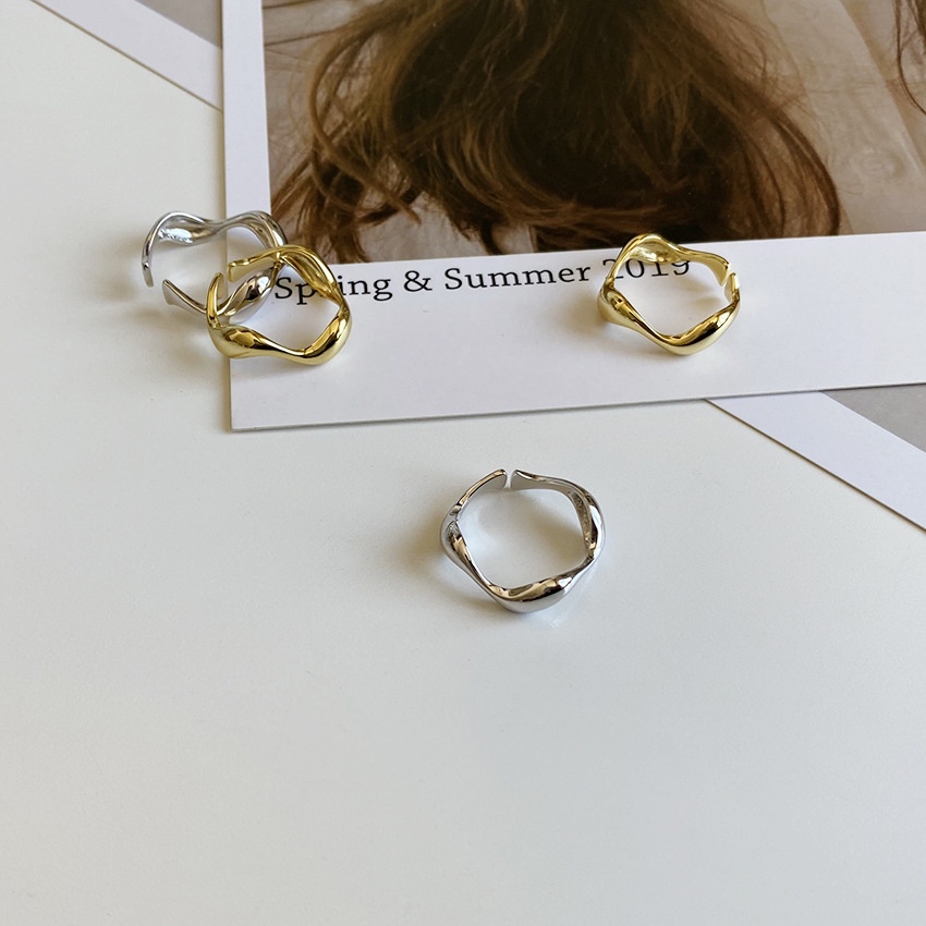 Nhẫn Họa Tiết Gợn Sóng Phong Cách Hàn Quốc Cổ Điển 19A1402