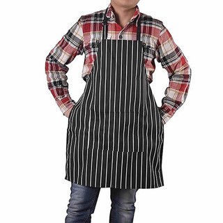 Tạp Dề Yếm Kẻ Đen Trắng  {Có Túi}