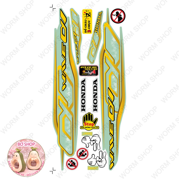 Tem rời WAVE ALPHA 110   BƠ SHOP  - Tem chế 3 lớp cao cấp