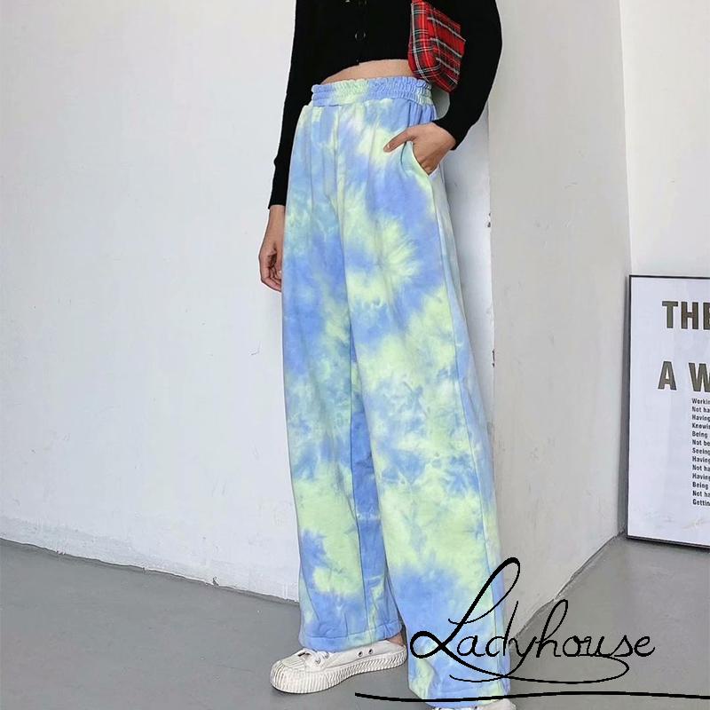 Quần Dài Lưng Thun Màu Nhuộm Thời Trang Cho Nữ