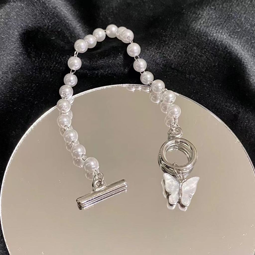 Vòng Tay Hình Bướm Đính Ngọc Trai Đơn Giản Phong Cách Harajuku